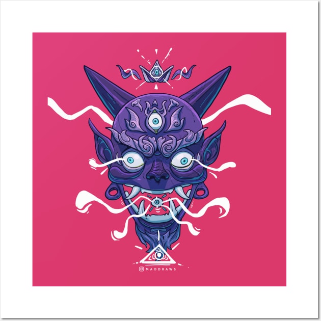 Oni Mask Wall Art by Maodraws